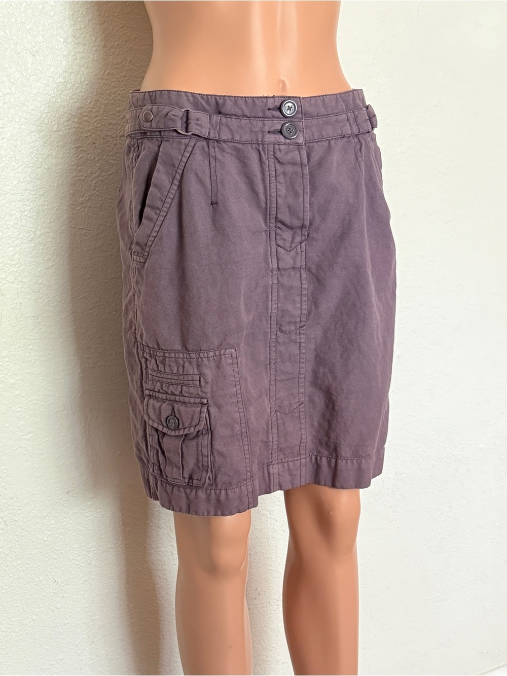 Anthropologie Daughters of the Liberation Purple Linen/Cotton Cargo Skirt sz M